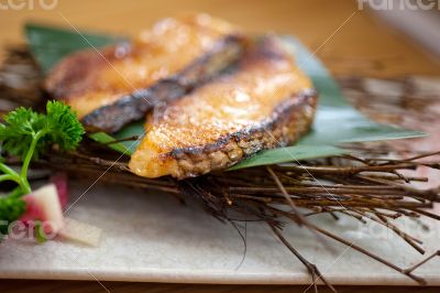 Japanese style teppanyaki roasted cod fish Japanese style teppanyaki roasted cod fish