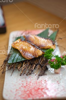 Japanese style teppanyaki roasted cod fish 