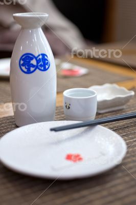 Japanese style table set and sake Japanese style table set and sake