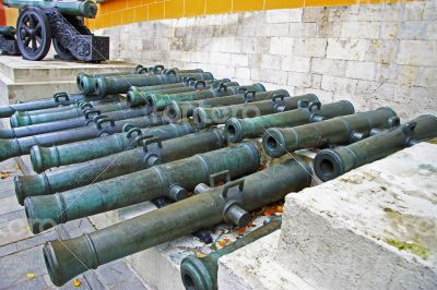 Ancient artillery Cannons In The Moscow Kremlin, Russia