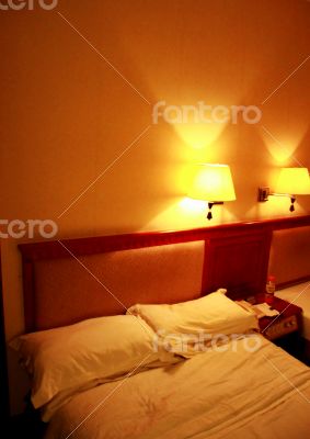 Inside bedroom in evening time in soft colors