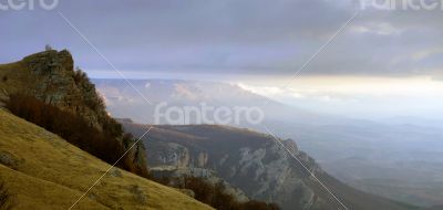 clouds on the mountain. Crimea, Ukraine