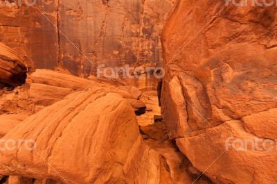 Rocks of Monument Valley, side of a mountain