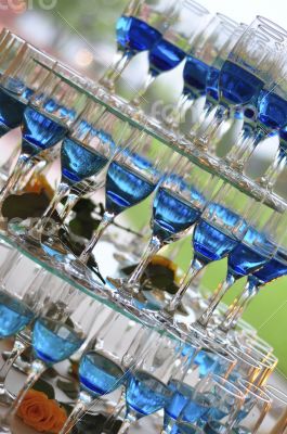 blue champagne glasses