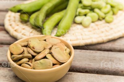 Dried beans in the clay dish