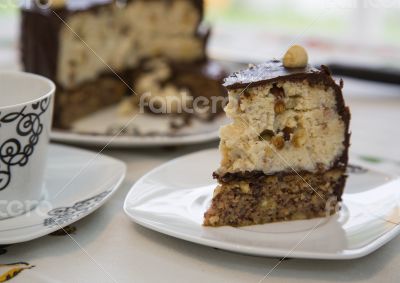 Homemade cake with ricotta, nuts and chocolate Homemade cake with ricotta, nuts and chocolate