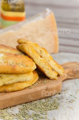 Salty cottage cheese pancakes with dried rosemary