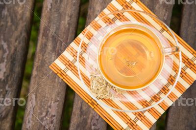 Fennel tea in the glass cup