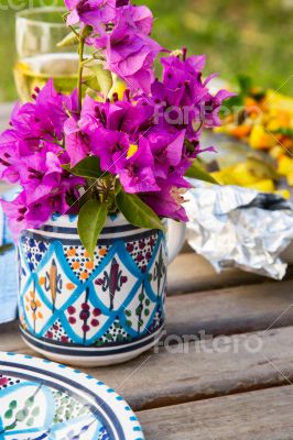 Flowers in the traditional tunisian cup