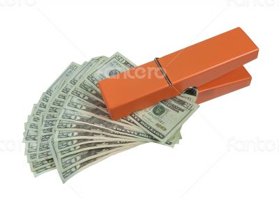 Clothespin holding a Fan of Money