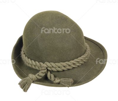 Green Wool Hat with Braided Rope on Brim