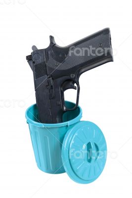 Handgun in a Garbage Container