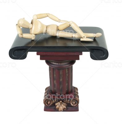 Laying Down on a Pillar Stand with Hand Behind Head