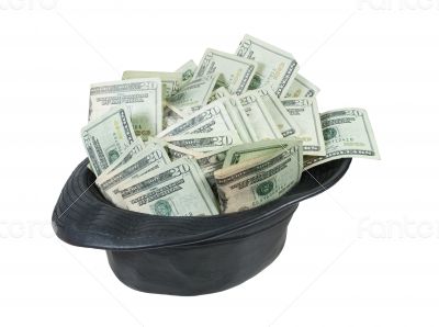 Black Leather Fedora Hat Full of Money