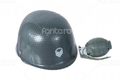 Military Helmet and Grenade