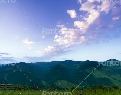 evening mountain plateau landscape (Carpathian, Ukraine)