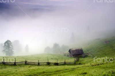 evening mountain plateau landscape (Carpathian, Ukraine) 