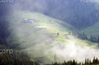 evening mountain plateau landscape (Carpathian, Ukraine) 