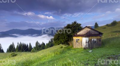 evening mountain plateau landscape (Carpathian, Ukraine) 