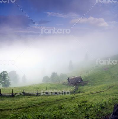 evening mountain plateau landscape (Carpathian, Ukraine) 