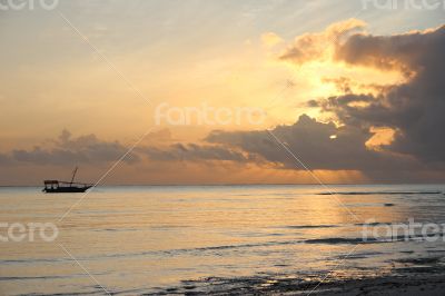 Sunrise at Nungwi Beach and Boats
