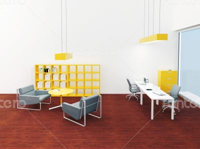 Interior of bright small modern office