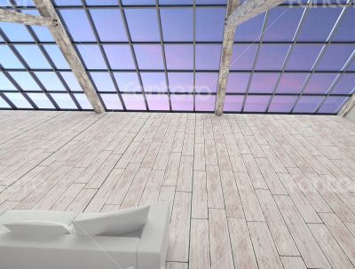 Modern retro attic interior without people. Modern retro attic interior without people.