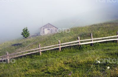 evening mountain plateau landscape (Carpathian, Ukraine)