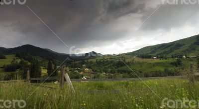 evening mountain plateau landscape (Carpathian, Ukraine) 