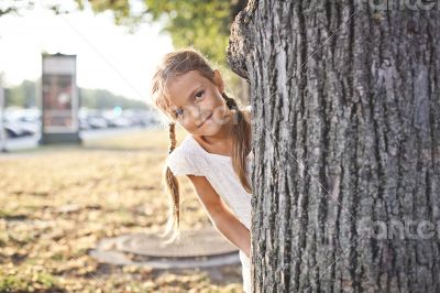 Young girl playing at a park