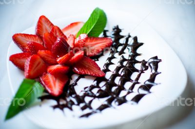 Strawberries with chocolate spider web