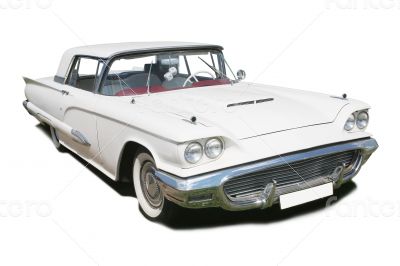 white ancient American car