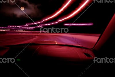 High-speed driving on the car at night