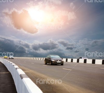 Cars going on the bridge