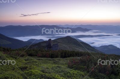 evening mountain plateau landscape (Carpathian, Ukraine)