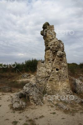 Stone Forest in Bulgaria. Stones mineral origin. Group.