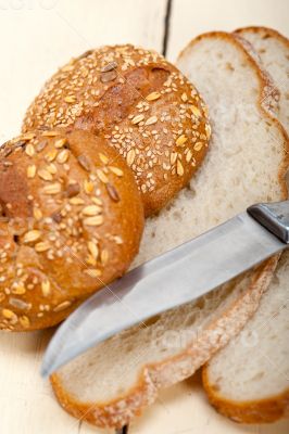 organic bread over rustic table