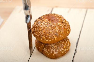 organic bread over rustic table