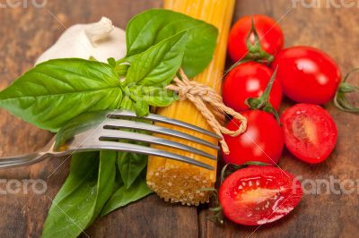 Italian spaghetti pasta tomato and basil Italian spaghetti pasta tomato and basil