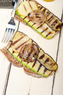 grilled vegetables on bread