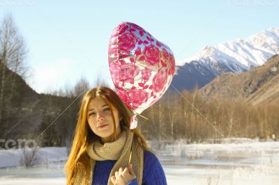 portrait cheerful girl with a balloon portrait cheerful girl with a balloon
