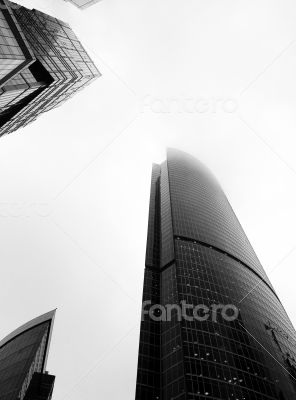 Black and white photo of business centre