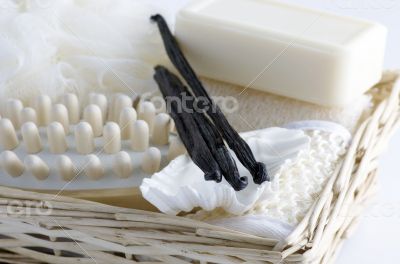 health spa setting over white background