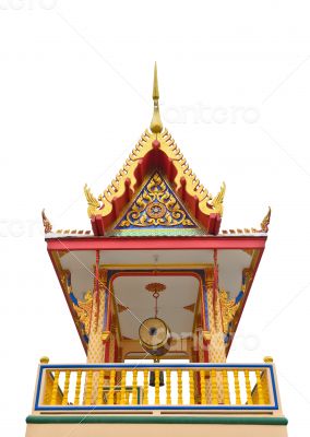 Campanile of thai temple isolated on white