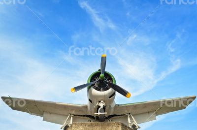 Fighter aircraft in world war 2 on sky background
