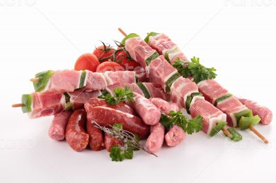 assortment of raw meats