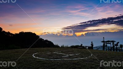 Helipad at sunrise on Doi Ang Khang