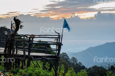 Podium for natural view on viewpoint Doi Ang Khang mountains