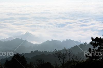 Landscape of cloud above cordillera in the morning