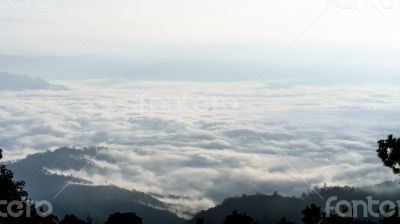 Landscape of cloud above cordillera in the morning